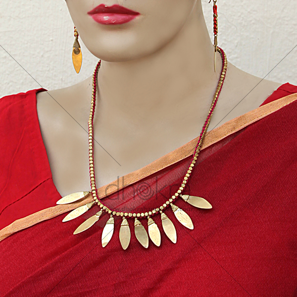 Dhokra Golden Lily Avanti Set | dhokra jewellery online | Dhokra